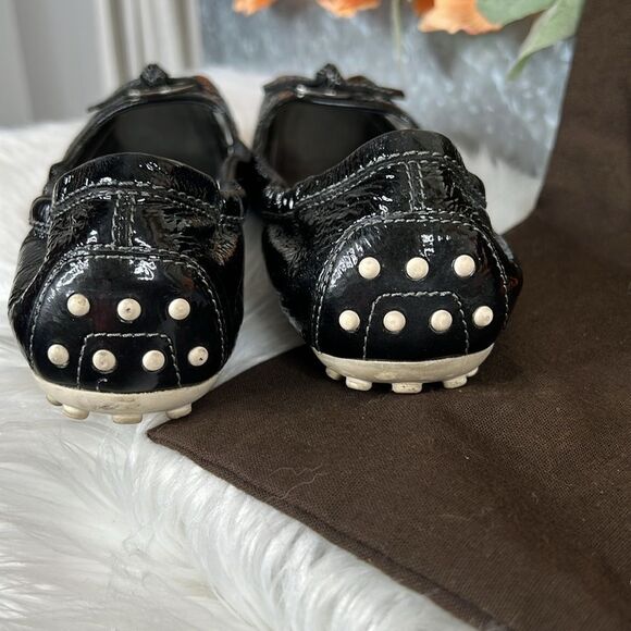 Tods Open Toe Driving Ballet Flats Patent Leather Womens Size 7 - Picture 4 of 10